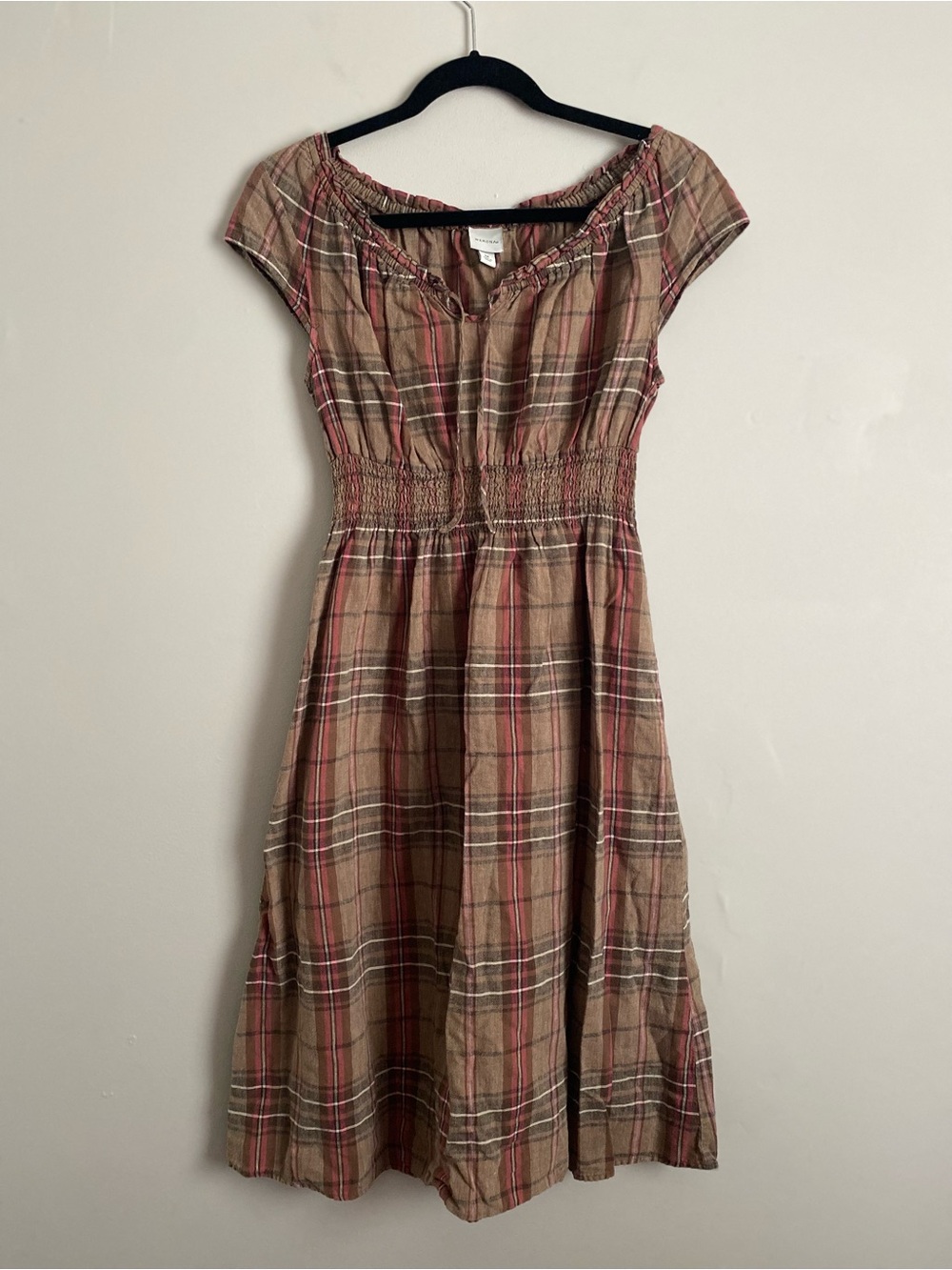 Merona Dress M Plaid Peasant Prairie Boho Cottage Mori Kei Y2K Fairy Whimsigoth